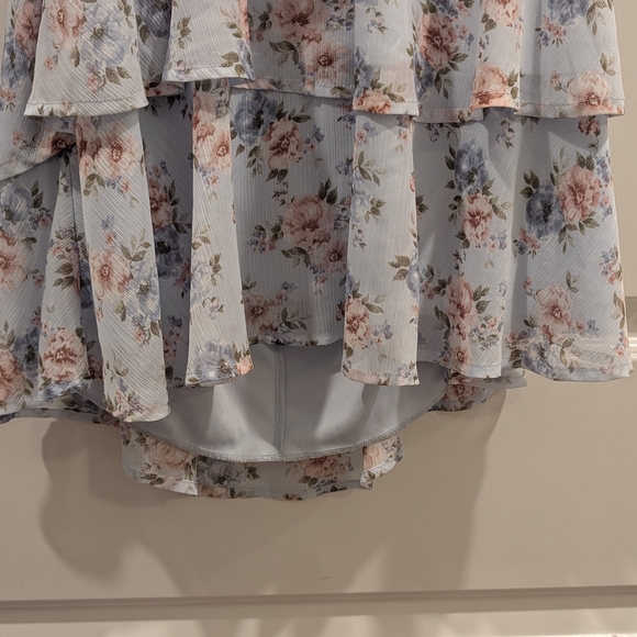 Trixxi Floral Tiered Dress - Light Blue and Pink - Picture 3 of 8